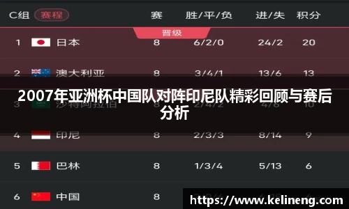 2007年亚洲杯中国队对阵印尼队精彩回顾与赛后分析